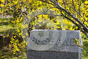 gravestone with Husband on it