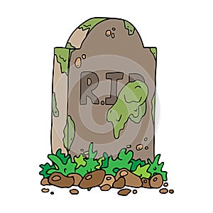 Gravestone with the inscription RIP. Sloping tombstone. Vector illustration