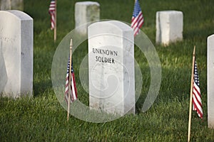Gravestone of an unknown soldier in Arlington National Cemetery photo