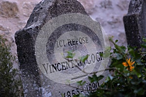 Gravestone of Vincent van Gogh at the cemetery in Auvers-sur-Oise