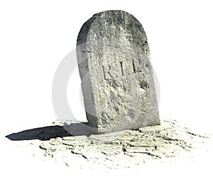 Gravestone on white