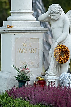 The gravestone of Wolfgang Amadeus Mozart in St. Marx Cemetery