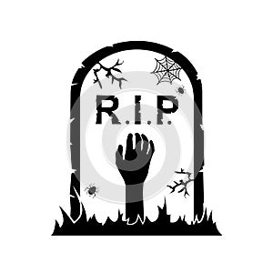 Gravestone with zombie hand icon