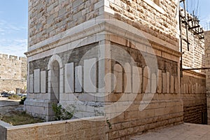 Gravestones  in area the House Kiva - Armenian cemetery in the Armenian quarter of the old city in Jerusalem, Israel