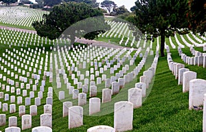 Gravestones in Fort Rosecrans Military Cemetery photo