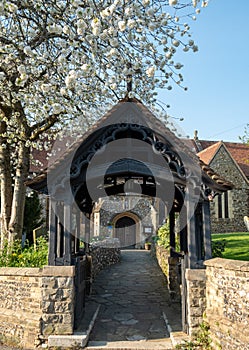 Entrance to the graveyard at Pinner Parish Church, photographed on Church Lane. Pinner, Middlesex UK photo