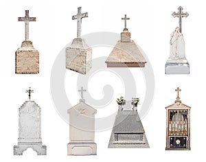 Gravestones isolated on white background