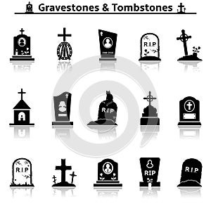 Gravestones and tombstones icons photo