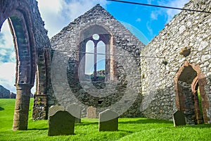 Graveyard cemetery in Peel Castle, Isle of Man