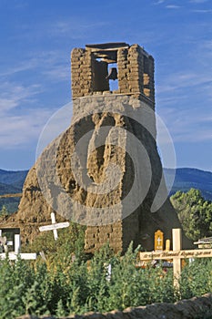 Graveyard and church bells in Pueblo, NM photo