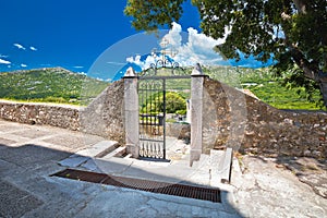 Graveyard gate from 1885 AD in historic town of Bribir in Vinodol valley