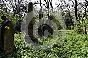 Haunting graveyard and spooky photo