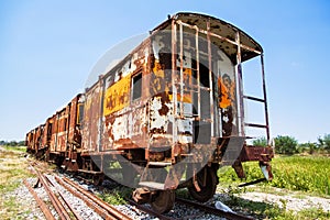 Graveyard of rusty old diesel train