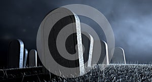 Graveyard Tombstones At Night photo