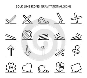 Gravitational signs, bold line icons