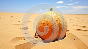 Gravity-defying Halloween Melons On Sandy Beach photo