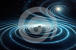 Gravity planet earth, gravitational waves concept. Physical and technology background. Design with gravity grid and
