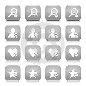 Gray additional sign square icon web button photo