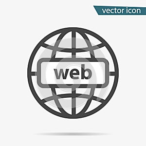 Gray address http icon isolated. Modern simple flat globe sign. Business internet concept. Trendy so