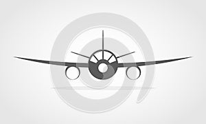 Gray aircraft icon. Vector illustration.
