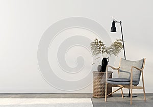 Gray armchair with a wooden table