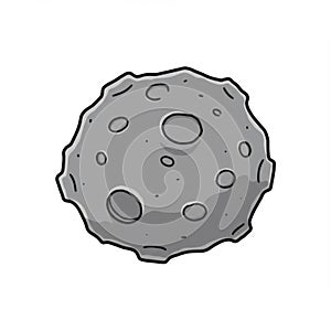 Gray Asteroid Illustration on White Background