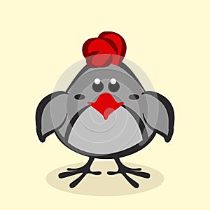 Gray baby chick, vector isolated icon. Cartoon Baby chick