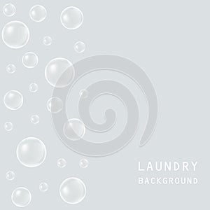 Gray background with bubbles. Laundry pattern.