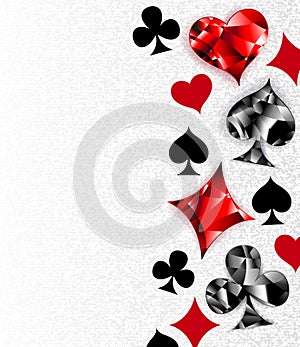 Gray background with polygonal playing cards symbols