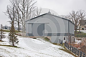 Gray Barn in the Country in Winter