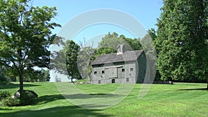 Gray barn in a quaint New England town