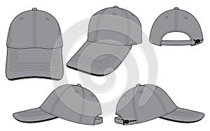 Gray Baseball Cap With Black Sandwich Brim Cap Design Vector