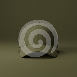 A gray baseball cap displayed on a gray background. The cap features a classic six-