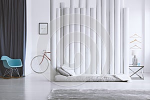 Gray bed and tube divider