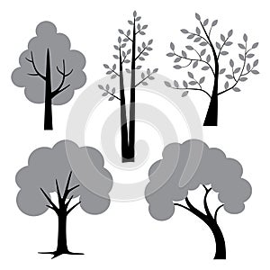 Gray black vector trees