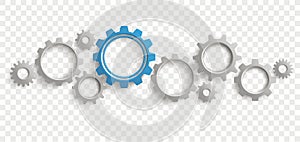 Gray Blue Gears Transparent Header