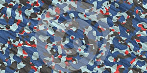 Gray Blue Red Army Camouflage Background.