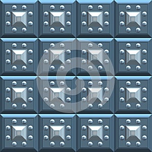 Gray blue wood tiles with silver ornaments 3d seamless texture.