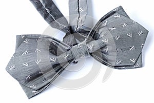 A gray bow tie