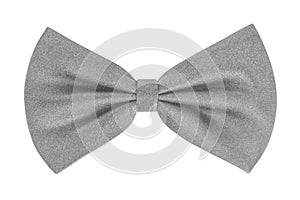 Gray bow-tie isolated on white background, close-up.