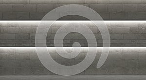 Gray brick wall with illuminated lighting