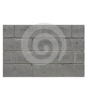 Gray brick wall isolated on a white. Building material, brickwork texture