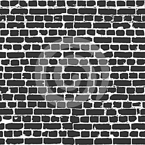 Gray bricks in worn out brick wall seamless pattern