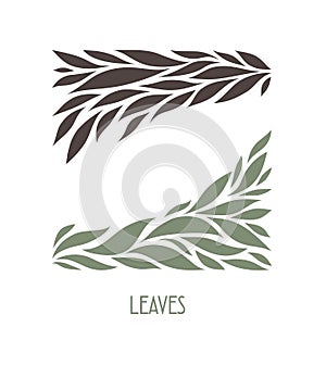 Gray and Brown Leaflets Logo abstract design. Plant with Leaves