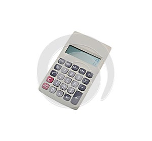 Gray calculator isolated on white background.