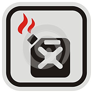 Gray canister with combustible material, vector icon