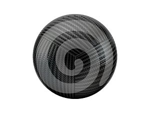 Gray Carbon fiber sphere on white background. 3d illustration