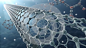 Gray Carbon Nanotube Atomic Structure Closeup molecule