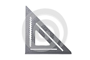 Gray carpenter's square isolated on white background.