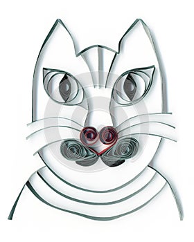 Gray cat quilling application portrait with heart nose